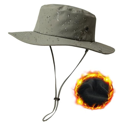 Oversized XL XXL Waterproof Winter Bucket Fleece Lined Rain Hat Cold Weather Hiking Fishing Outdoor 57-65CM - color: Darkgrey, size: X-Large