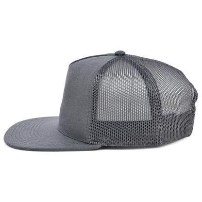 Lids Blank Essential 5-Panel Trucker Adjustable Snapback Hat - color: Charcoal