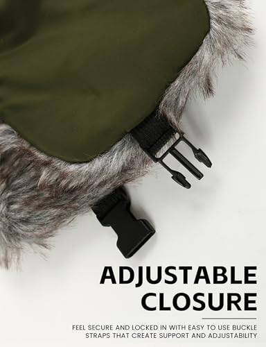 Buauty Fur Trapper Hat for Men Women Winter Windproof Soft Russian Ushanka Hats with Warm Ear Flaps & Removable Mask - color: Army Green