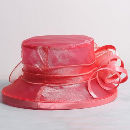 Floral Wedding Hat for Women's Tea Party Fascinators Kentucky Church Derby Hats - color: Watermelon Red
