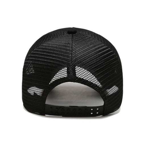 Mens American Flag Trucker Hat Breathable Mesh Baseball Cap Adjustable Low Profile Snapback Hat - color: Black