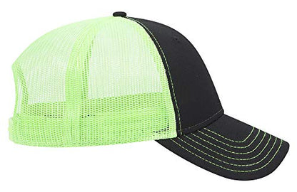 OTTO 6 Panel Low Profile Contrast Vertical Mesh Back Cap - color: Blk/Blk/N.grn