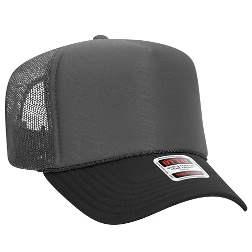 BROTHER TRUCKERS The World's Greatest Polyester Trucker Hat Blank in 73+ Colors - Wholesale Snapback Hat - color: Black/Ch. Grey/Ch. Grey