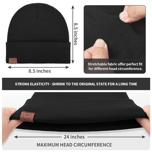 OZERO Mens Winter Hat, Fleece Lined Cuffed Beanie for Men and Women - color: 2pack Black&black