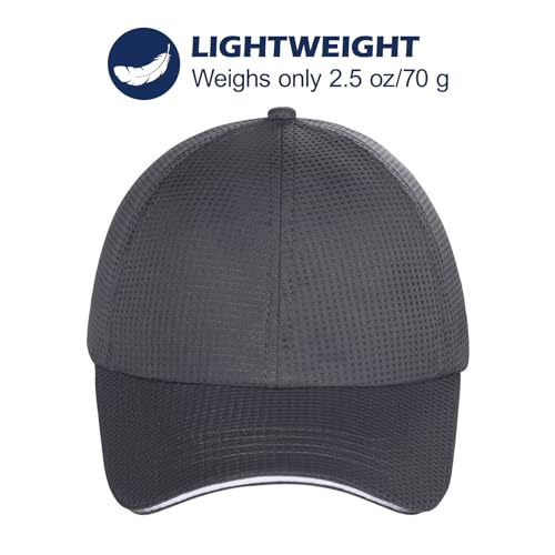 ZTL Womens High Ponytail Baseball Cap Performance Mesh Hat, Lightweight Quick Dry Race Day Running Hat with Reflective Trim - color: Grey