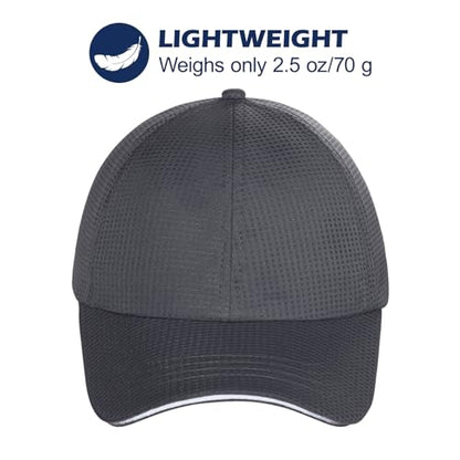 ZTL Womens High Ponytail Baseball Cap Performance Mesh Hat, Lightweight Quick Dry Race Day Running Hat with Reflective Trim - color: Grey