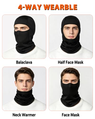 Ski Mask Warm Fleece-Lined Balaclava Face Mask for Cold Weather - color: Black