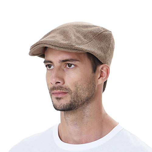 WITHMOONS Ivy Cap Summer Linen-Like Cotton Newsboy Irish Golf Hats MZ30038 (Brown)