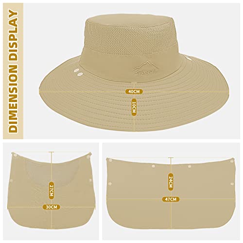 Fishing Hat for Men Sun Protection Hat with Removable Neck Flap Face Cover - color: Khaki