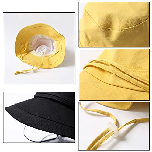 URSFUR Women Summer Sun Large Brim Hats Foldable Beach Hat Cotton UPF 50+ Sun Protection Cap - color: Blue