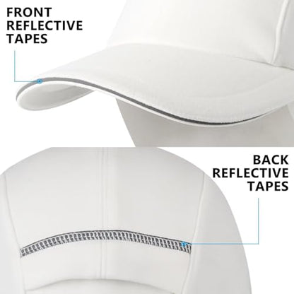 GADIEMKENSD Women's Winter Reflective Fleece Ponytail Hat with Drop Down Ear Warmer - color: White
