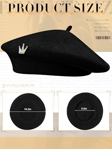 3 Pcs Beret Hats for Women - color: Black