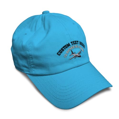 Speedy Pros Soft Baseball Hat Embroidered Dad Hat C-130 I'd Rather Be Flying Men & Ladies Baseball Cap Cotton - color: Aqua Personalized Text Here