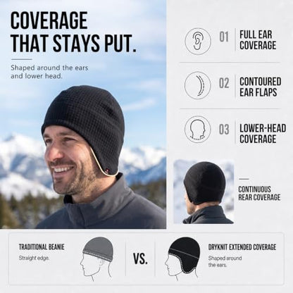TOP-EX Waterproof Ear Flap Beanie for Men, Polartec Fleece Lined - color: Navy Blue, size: Medium-Large