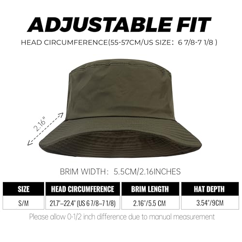 Croogo Windproof Fishing Hats UV Protection Safari Sun Cap Outdoor Bucket Hat Lightweight Boonie Hat for Hiking Camping - color: Gd90-green