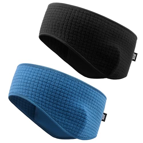 LONGLONG 2 Pack Lightweight Ear Warmers Windproof Headband for Women Men - color: Black+navy