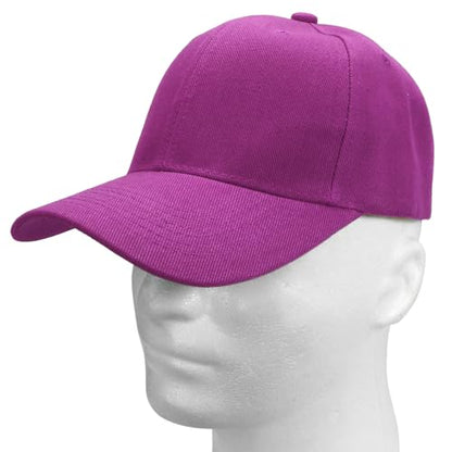 Falari Wholesale Bulk Lot 12-Pack Baseball Cap Adjustable Size Plain Blank Solid Color - color: Fuchsia