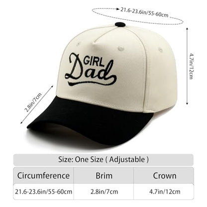 Embroidered Baseball Cap, Cotton Dad Hat, Fun & Heartfelt Stitching, Adjustable Casual Outdoor Hat for Men Women - color: Girl Dad - Black/Beige