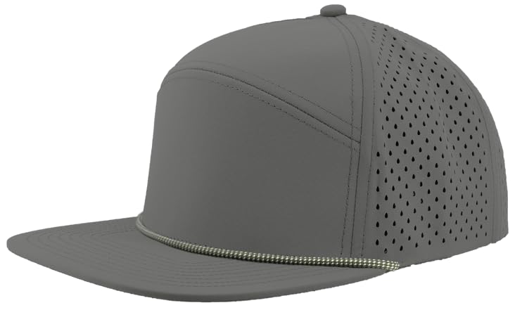 Osprey R+ Premium Medium Profile 7-Panel Rope Brim Hat | Performance Snapback Cap | Blanks for Custom Embroidery and Patches - color: Grey - Grey Grid Rope