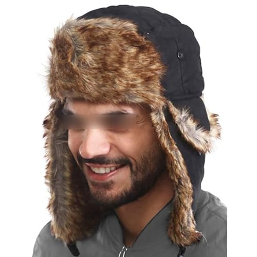 Winter Trapper Hats Unisex Faux Fur Hunting Hat Cold Weather Ski Cap Warm Windproof Trooper Hats with Ear Flaps Gray - color: Gray