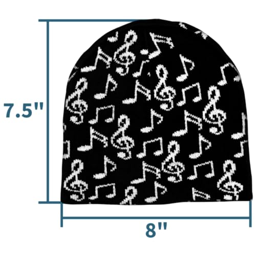 Music Beanies/Assorted Designs, Styles, & Colors - color: Cuffless, style: White Notes