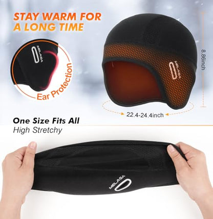 MELASA Winter Ear Warmer Skull Cap Helmet Liner with Glasses Holes - color: Green