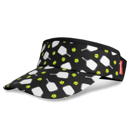 Headsweats Unisex Adult Lightweight Performance Running Sun Visor - color: Black/Paddles Pickleball