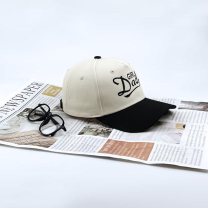 Embroidered Baseball Cap, Cotton Dad Hat, Fun & Heartfelt Stitching, Adjustable Casual Outdoor Hat for Men Women - color: Girl Dad - Black/Beige