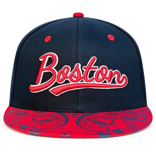 Classic Vintage Embroidered Fashionable Baseball Cap, Snapback Trucker Hat for Men & Women, Adjustable Flat Bill Hats - color: N-blue&red