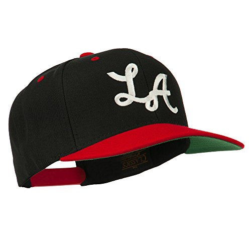e4Hats.com LA Embroidered Snapback Cap - color: Black Red