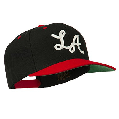 e4Hats.com LA Embroidered Snapback Cap - color: Black Red
