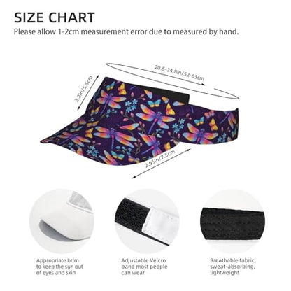 Funny Adjustable Sport Sun Visor Hat for Women Men - color: Dragonfly Garden Purple