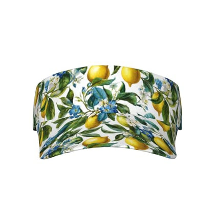 Unisex Adjustable Sports Sun Visor - color: Blue Floral Lemon