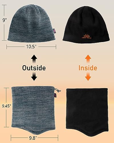 Winter Beanie Hat Scarf for Men Women Knit Thick Fleece Lined Warm Windproof Ski Skull Cap Neck Warmer Gaiter Face Scarf Set - color: Mixed Black