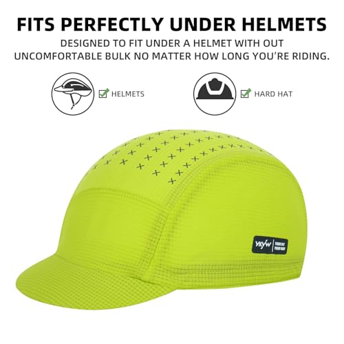 YKYWBIKE Cycling Cap for Men & Women,Sun Protection Cycling Hat Under Cycling Helmet,Cooling Helmet Liner with Sun Visor - color: Yellow