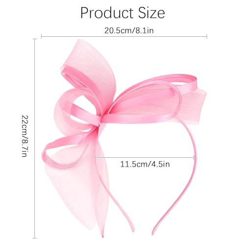 Fascinators Hats for Women, Pink Fascinator Headband Women's Tea Party Hat Derby Hats for Cocktail, Wedding, Fancy Dress Party, 1920s Accessories for Women and Girls - color: Pink
