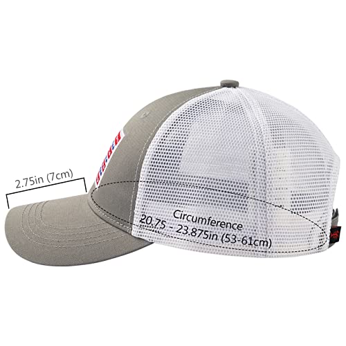BASSDASH Altimate Fishing Hat Mesh Back for Men Women Adjustable Baseball Trucker Cap - color: Grey/Fish Flag