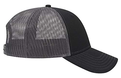 OTTO 6 Panel Low Profile Contrast Vertical Mesh Back Cap - color: Blk/Blk/Ch.gry