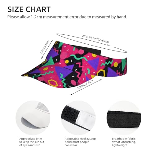 Sun Visor Hats Adjustable Open Top Sport Hat for Golf Women/Men - color: Geometric 80s90s