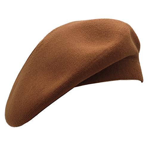 Wheebo Reversible Solid Color French Beret Hat for Women and Girls - color: Chocolate