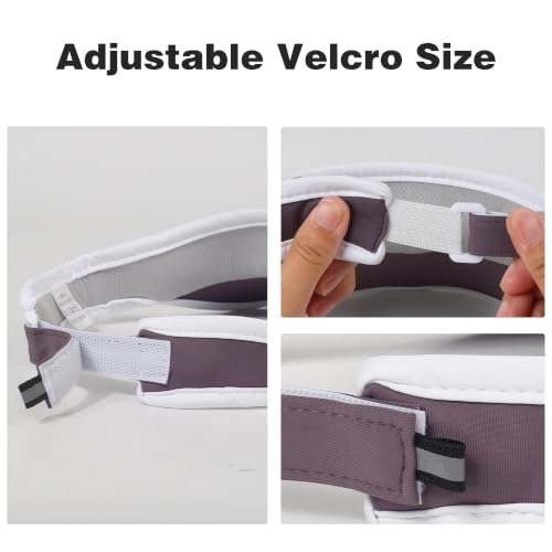 Sun Visor Caps Foldable Brim Adjustable Visor Hats for Women Men - color: Deeppurple W