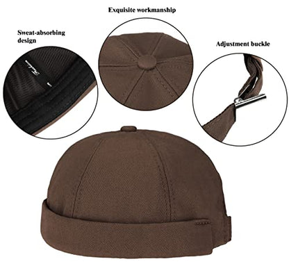 Glamorstar Dome Brimless Hats for Women Men Sailor Docker Beanie Cap Hip Hop Hats - color: Coffee