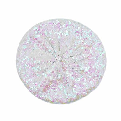 JUMISEE Sparkly Sequin Berets for Women Girls Fashion Beanie Hat Costume Accessories for Festival Party Dance - color: White