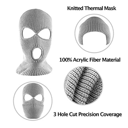 Super Z Outlet Knit Sew Acrylic Outdoor Full Face Cover Thermal Ski Mask One Size Fits Most - color: Gray