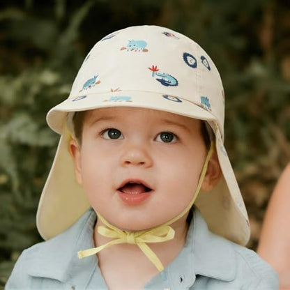 Baby Boys Girls Sun Hat 100% Cotton Flap Hat,Toddler Kids Hats with Neck Protection,Summer Essentials for Baby - color: Beige Animals, size: 6-12 Months