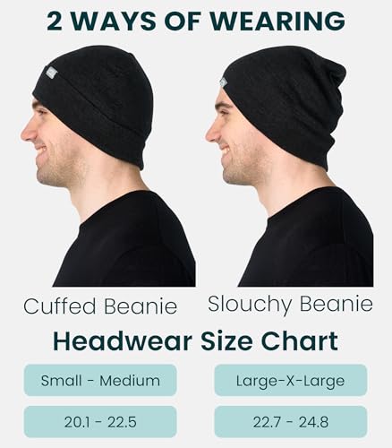 100% Merino Wool Beanie for Women, Men - Set Adult Skull Cap 17.5um & Socks - color: Charcoal Grey, size: Small-Medium