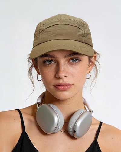 Clakllie Quick Dry Short Brim Cap for Men Lightweight 6 Panel Baseball Cap Golf Dad Hats Women's Running Trucker Hat - color: Khaki-gd50