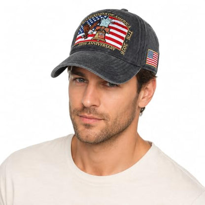 USA 250th Anniversary Baseball Cap Patriotic Embroidered American Hat - color: 3-black