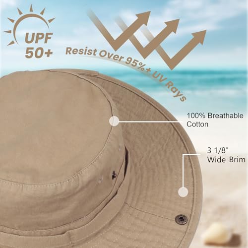 Bucket Hat UV Protection Sun Hat, Boonie Fishing Safari Hats for Outdoors - color: Beige-olive Inner