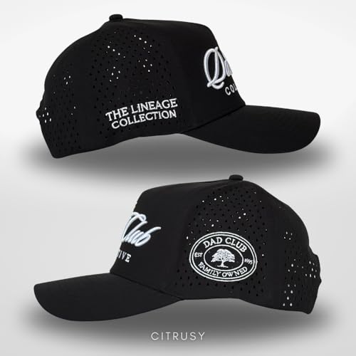 CITRUSY Athletic Trucker Golf Hat | Performance Mens 5 Panel Cap | Cool Breathable Waterproof Workout Running Snapback - color: Dad Club | Solid Black